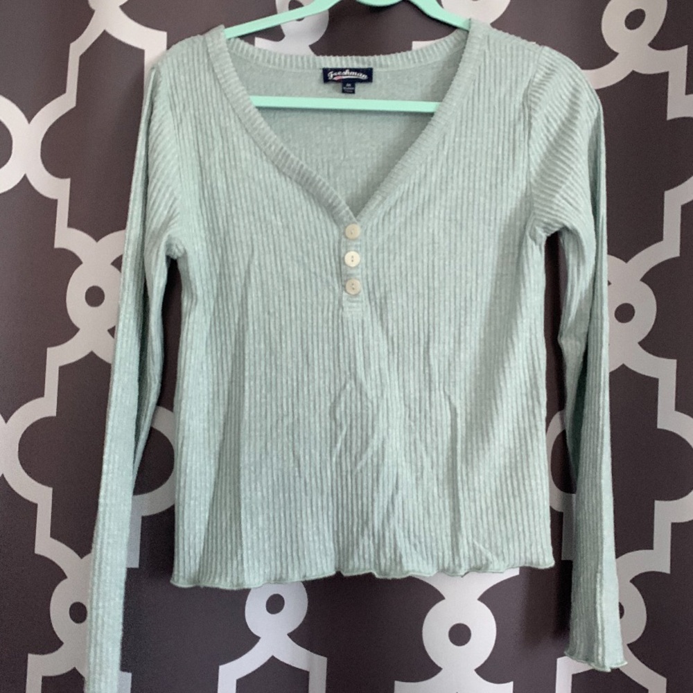Mint Green Button Sweater